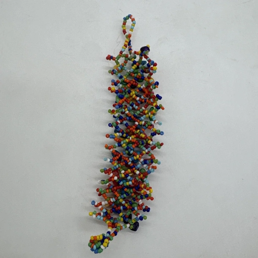 Bright Colorful Beaded Bracelet Multicolor Stretch 7 Inch Boho Style Unbranded